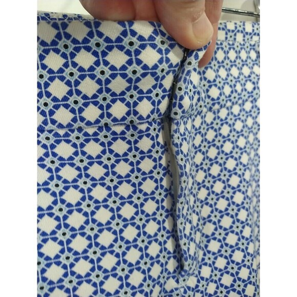 $ Old Navy Diva Blue White Diamond Flat Pocket Cropped Capri Button Pants Size14 - Picture 8 of 13